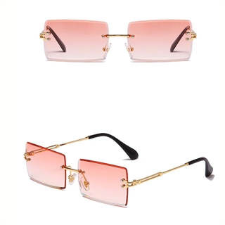 Firkantet rammefri solbrille-lyserød